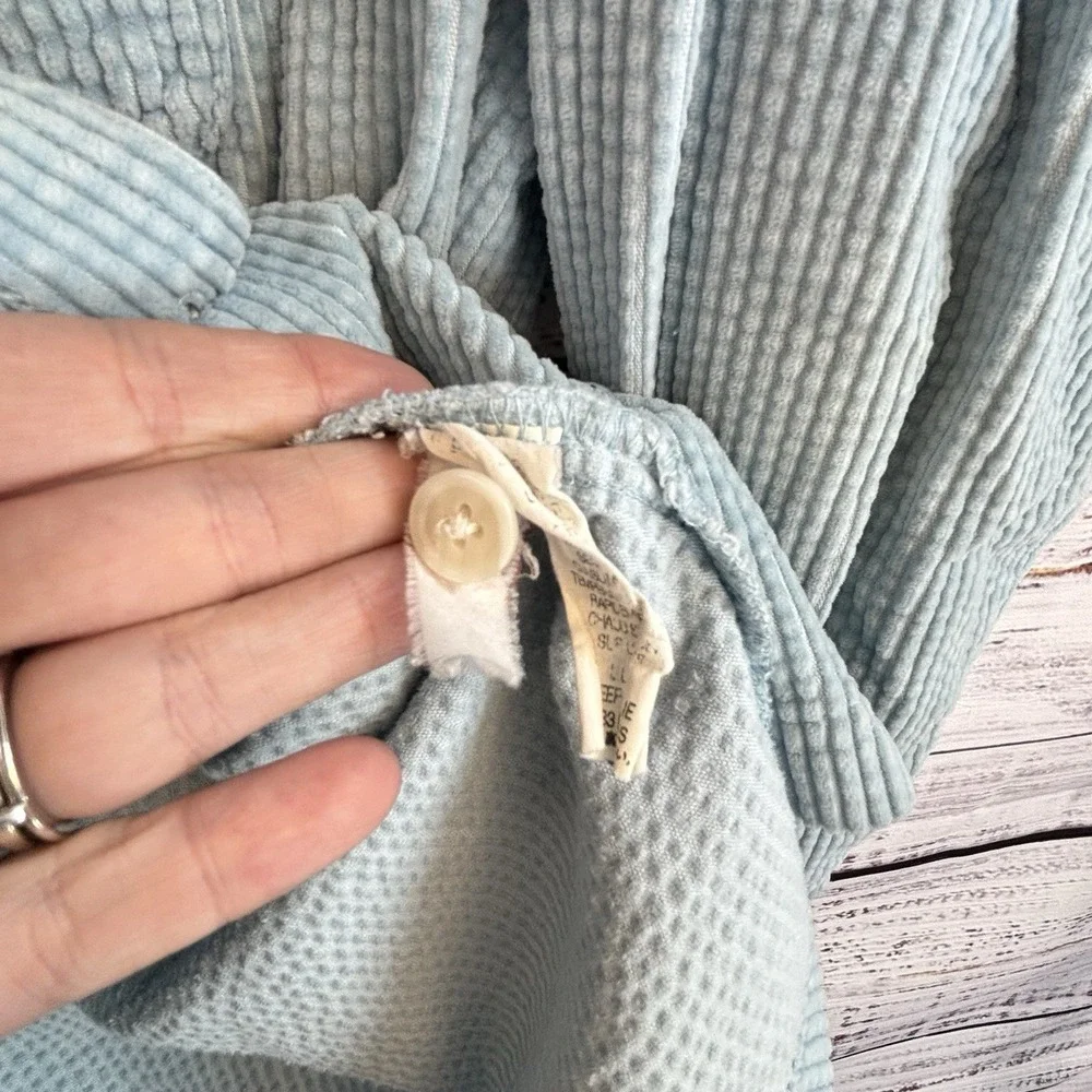 LL Bean Shacket M Light Blue Wide Wale Corduroy Button Up Shirt Jacket Cotton